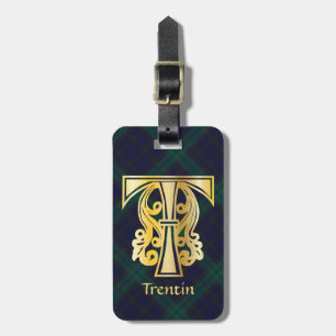 Mediaeval Botanical Decorative Capital T Luggage Tag