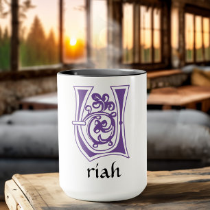 Mediaeval Botanical Decorative Capital U Mug