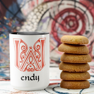 Mediaeval Botanical Decorative Capital W Mug