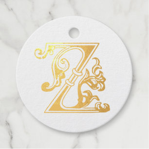 Mediaeval Botanical Decorative Capital Z Favour Tags
