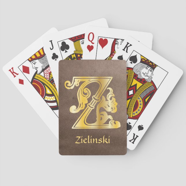 Mediaeval Botanical Decorative Capital Z Playing Cards (Back)