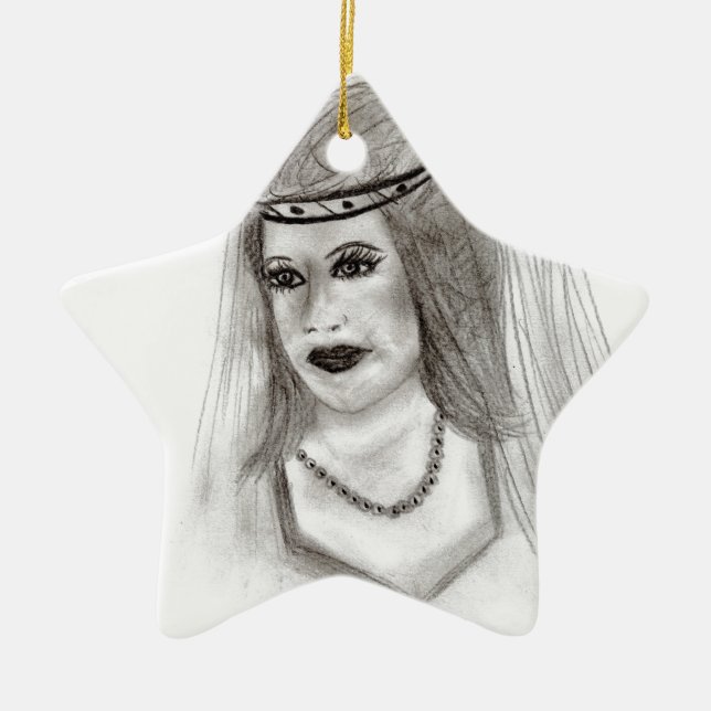 Mediaeval Bride Ceramic Tree Decoration (Front)