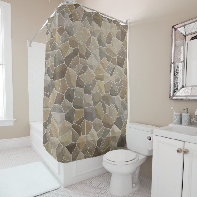 Mediaeval Brown Stone Shower Curtain (In Situ)
