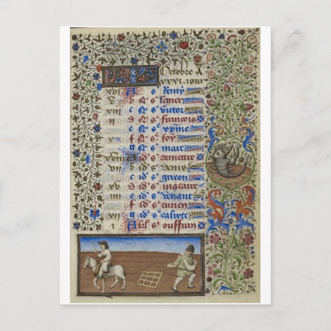 Mediaeval calendar: October Postcard (Front)