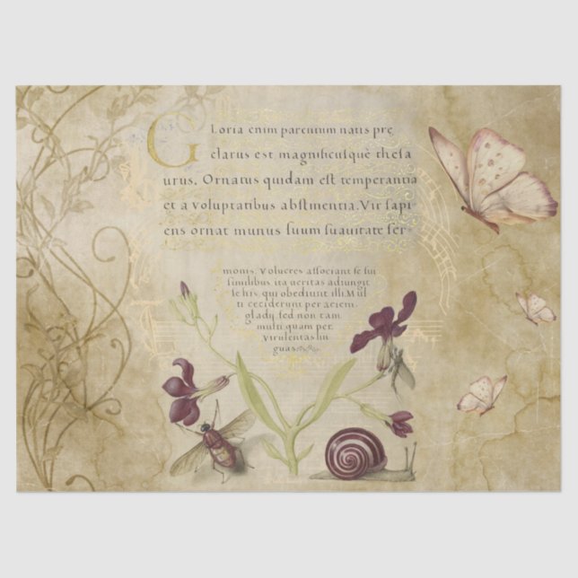 Mediaeval Calligraphy with Nature Tissue Paper (Front)