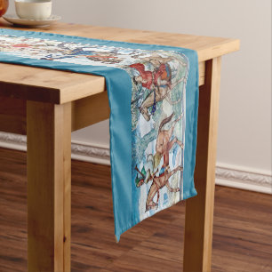 Mediaeval Canterbury Tales Mural Short Table Runner