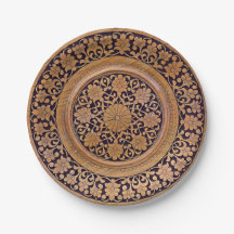Mediaeval Carved Wood Print Paper Plate
