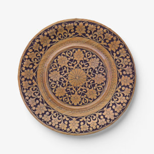 Mediaeval Carved Wood Print Paper Plate
