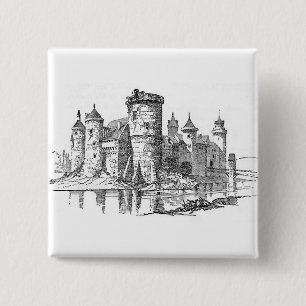 Mediaeval Castle 15 Cm Square Badge