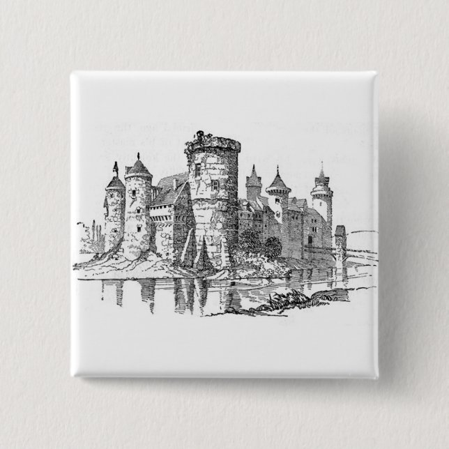 Mediaeval Castle 15 Cm Square Badge (Front)