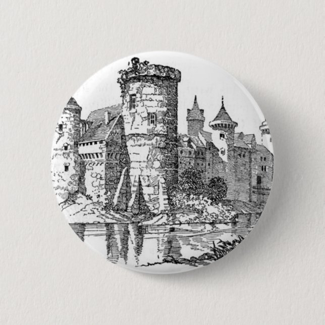 Mediaeval Castle 6 Cm Round Badge (Front)