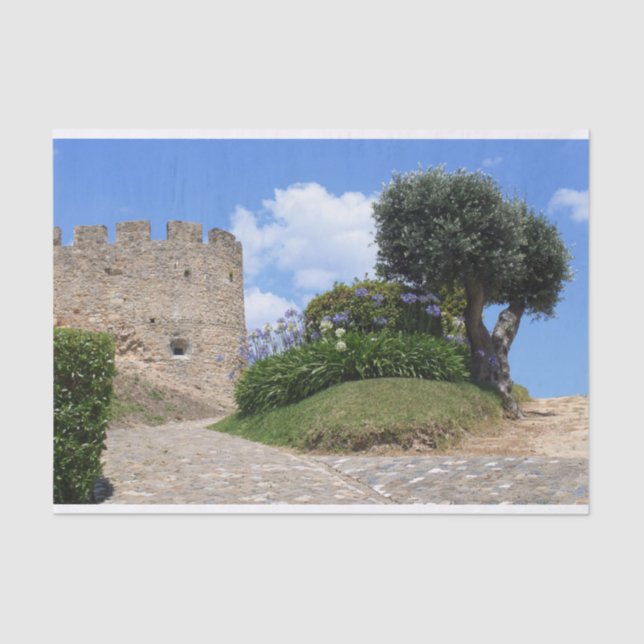 Mediaeval castle and an olive tree tissue paper (Front)