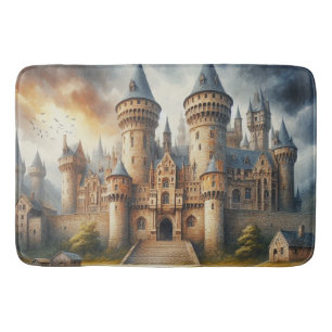Mediaeval Castle at Sunset with Atmospheric Skies Bath Mat
