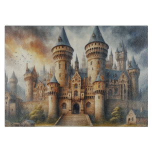Mediaeval Castle at Sunset with Atmospheric Skies Cutting Board
