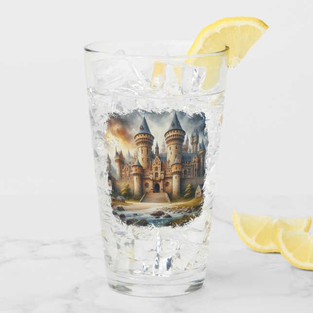 Mediaeval Castle at Sunset with Atmospheric Skies Glass (Back Ice)