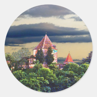 mediaeval castle classic round sticker