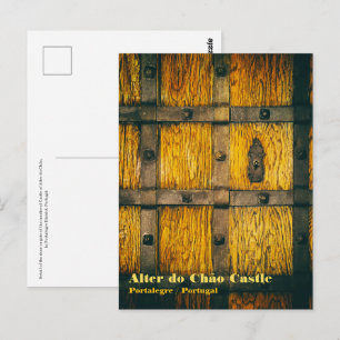 Mediaeval castle gate close-up postcard