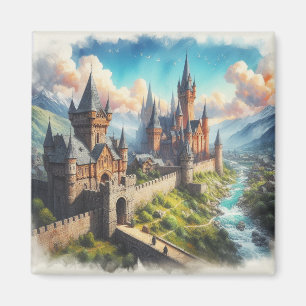 Mediaeval Castle in a Mountain Valley Landscape Magnet
