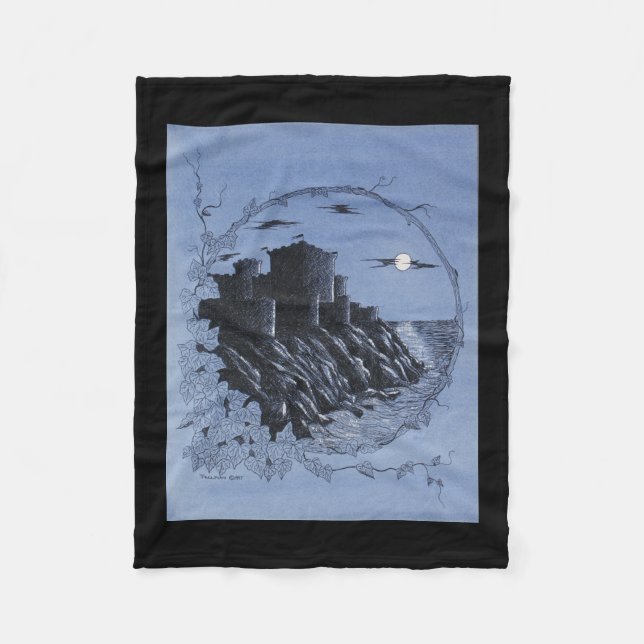 "Mediaeval Castle in Blue" Fleece Blanket (Front)