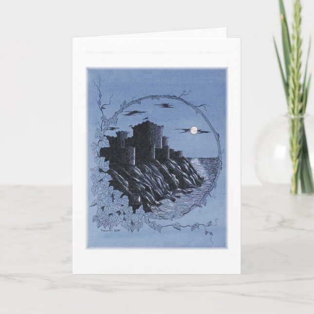 "Mediaeval Castle in Blue" Thank You Card (Front)