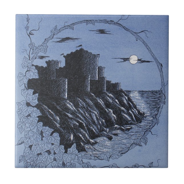 Mediaeval Castle In Blue Tile (Front)