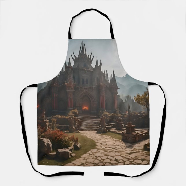 Mediaeval Castle Mountain Landscape Apron (Front)