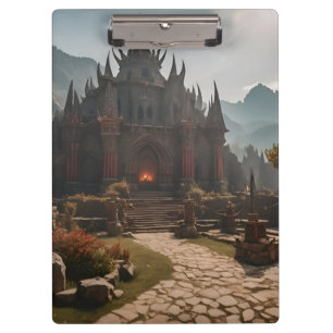 Mediaeval Castle Mountain Landscape Clipboard