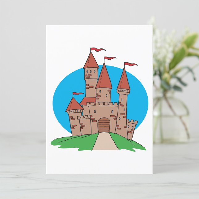 Mediaeval Castle on Hill with Red Flags Invitation (Creator Uploaded)