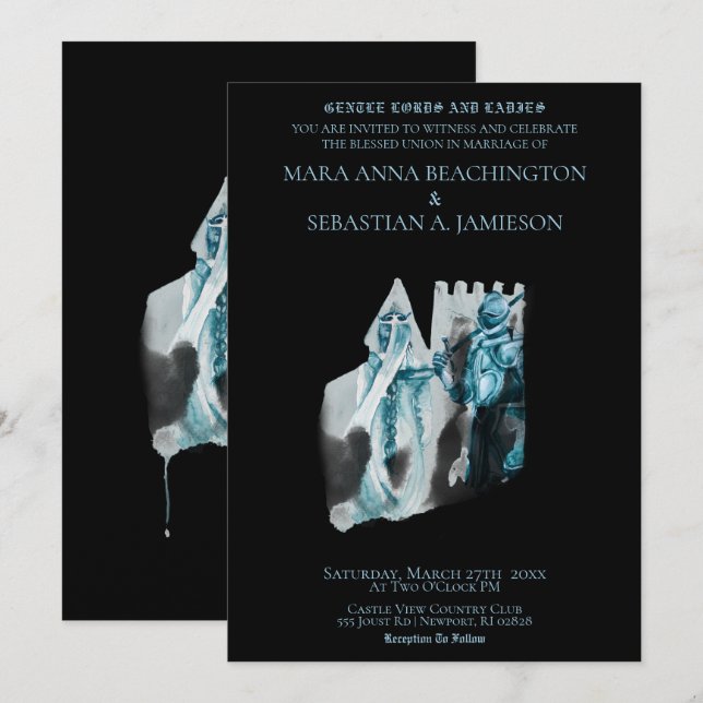 *~* Mediaeval Castle Princess Knight Wedding Invitation (Front/Back)