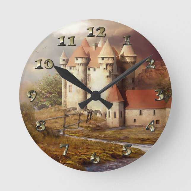 Mediaeval Castle River Run Round Clock (Front)