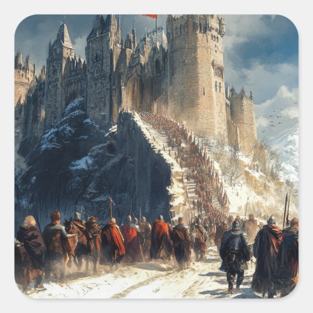Mediaeval Castle Square Sticker (Front)