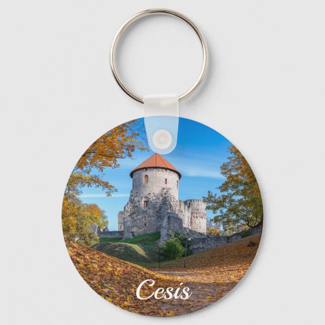Mediaeval castle surrounded by forest key ring (Front)
