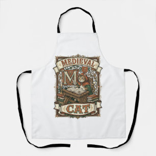 Mediaeval Cat Cat Mediaeval Manuscript Vintage Apron