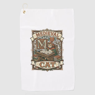 Mediaeval Cat Cat Mediaeval Manuscript Vintage Golf Towel