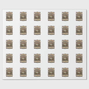 Mediaeval Cat Cat Mediaeval Manuscript Vintage Wrapping Paper