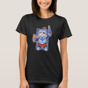 Mediaeval Cat Kitten with sword and Sheild Dragons T-Shirt