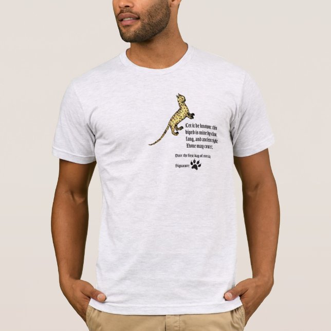 Mediaeval Cat Ownership Declaration T-Shirt (Front)