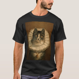 Mediaeval Cat Portrait, Cat Painting in Collar and T-Shirt