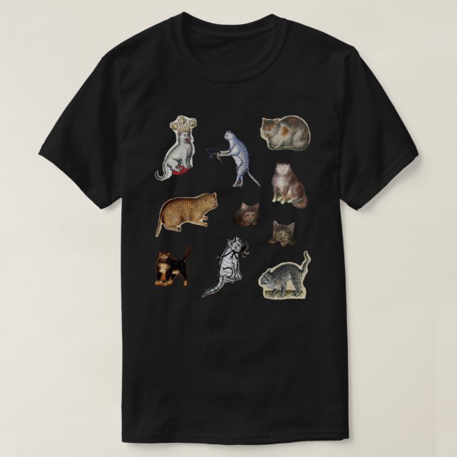 Mediaeval cat set Sticker T-Shirt (Design Front)
