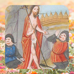 Mediaeval Catholic Resurrection Jesus Christ Easte Square Sticker
