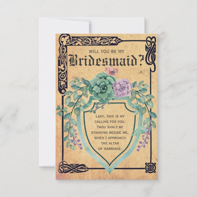 Mediaeval Celtic Flower Will you be my Bridesmaid? Invitation (Front)