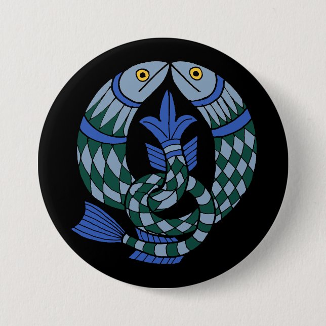 Mediaeval Celtic Knot Fish 7.5 Cm Round Badge (Front)