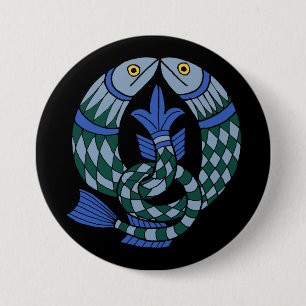 Mediaeval Celtic Knot Fish 7.5 Cm Round Badge