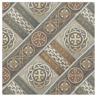 Mediaeval Celtic Knotwork Medallion Cross Pattern Fabric