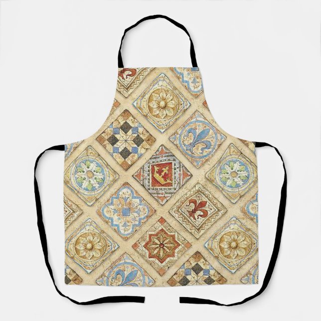 Mediaeval Ceramic Tile Crowns Fleur De Lis Apron (Front)