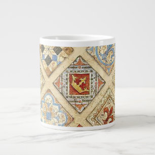 Mediaeval Ceramic Tile Crowns Fleur De Lis Large Coffee Mug