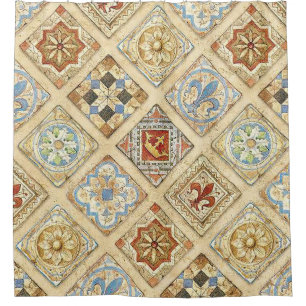 Mediaeval Ceramic Tile Crowns Fleur De Lis Shower Curtain