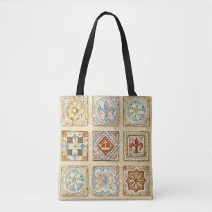 Mediaeval Ceramic Tile Crowns Fleur De Lis Tote Bag