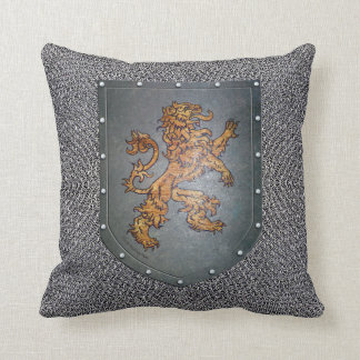 Mediaeval Chainmail Metal Shield Lion Cushion