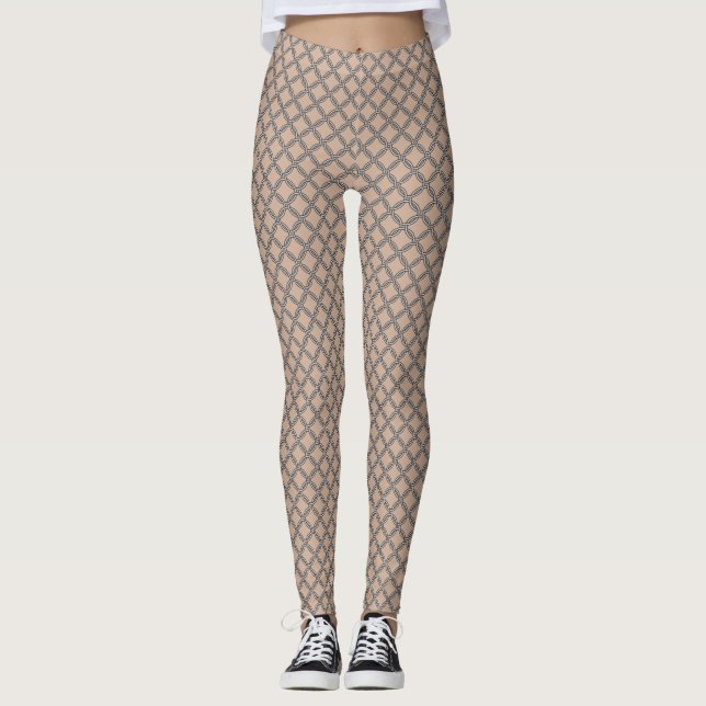 Mediaeval Chainmail Silver Pattern Leggings (Front)